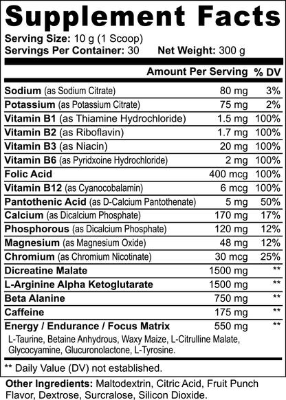 Nitric Shock Pre-Workout Powder (Fruit Punch) - PROTIMIN